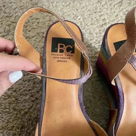 BC Because I Wear Rose Colored Glasses Rainbow Purple Wedge Size 8.5 - Picture 4 of 13